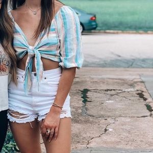 Vestique “Brooklyn Heights” White Denim Shorts